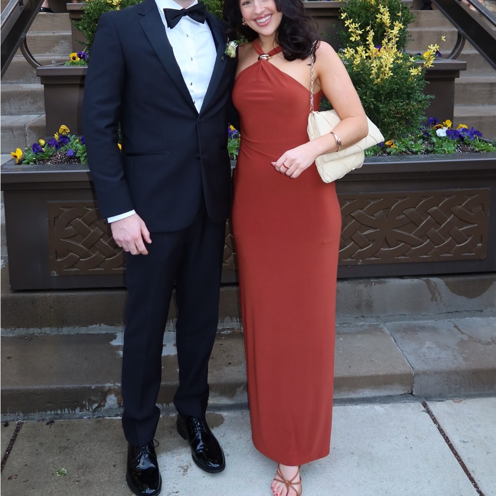 ASOS Halterneck Dress in Rust